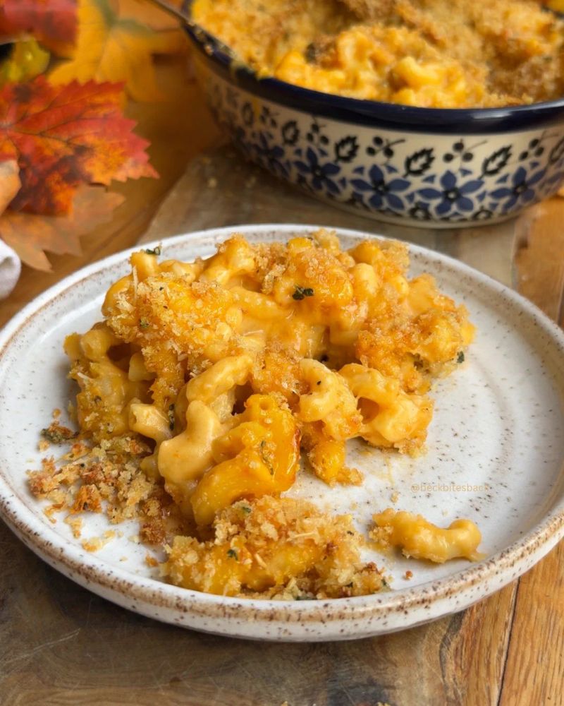 Pumpkin Mac & Cheese on a plate