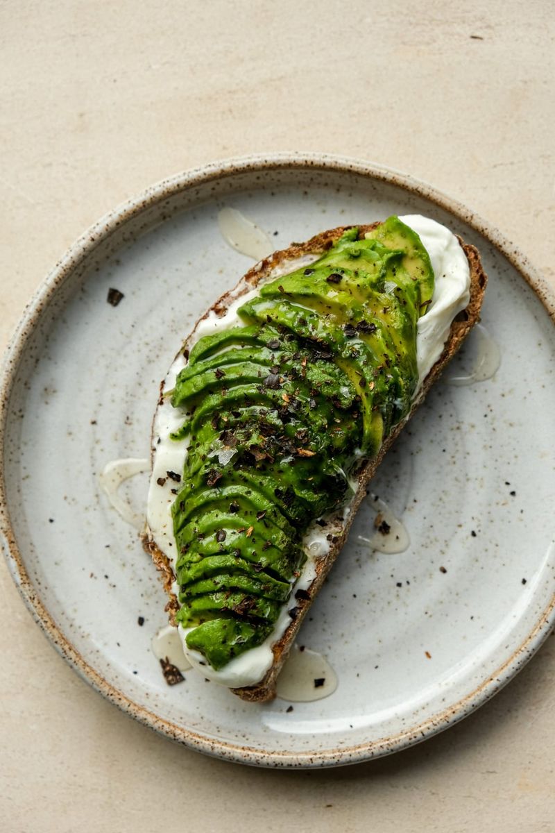 Avocado toast with cream cheese + honey