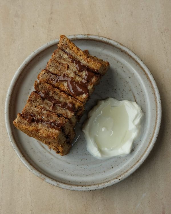 Cornflake crusted French toast with Nutella