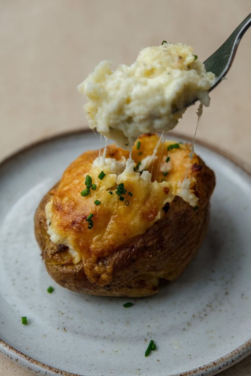 Cheesy twice baked jacket potatoes