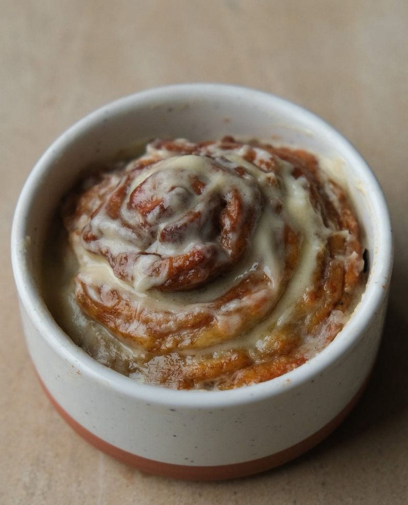 Cinnamon roll in a mug