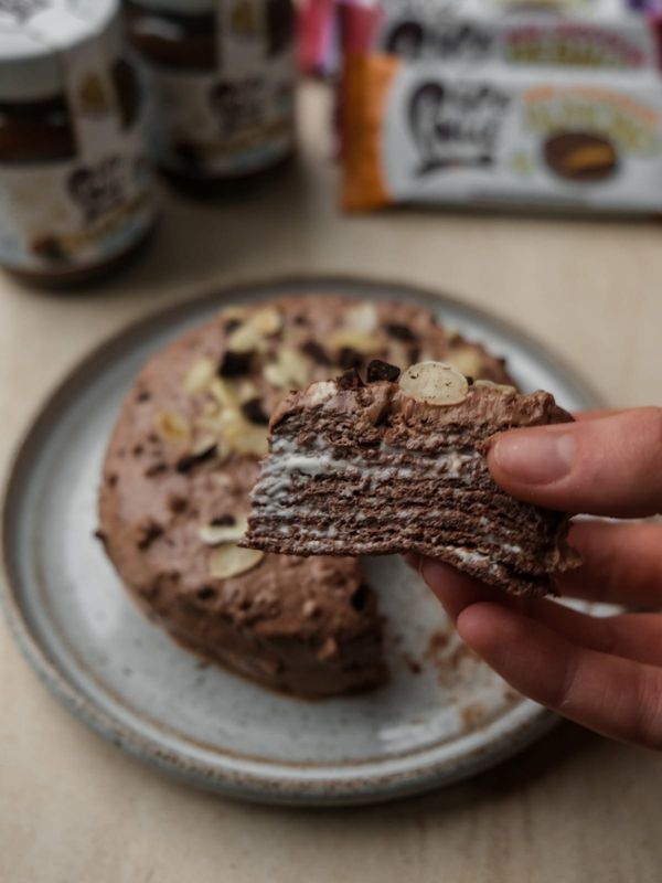 Chocolate almond crepe cake