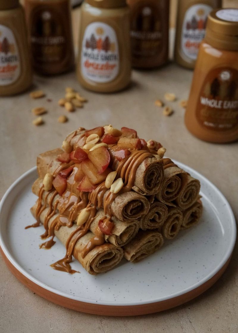Apple and peanut butter crepes