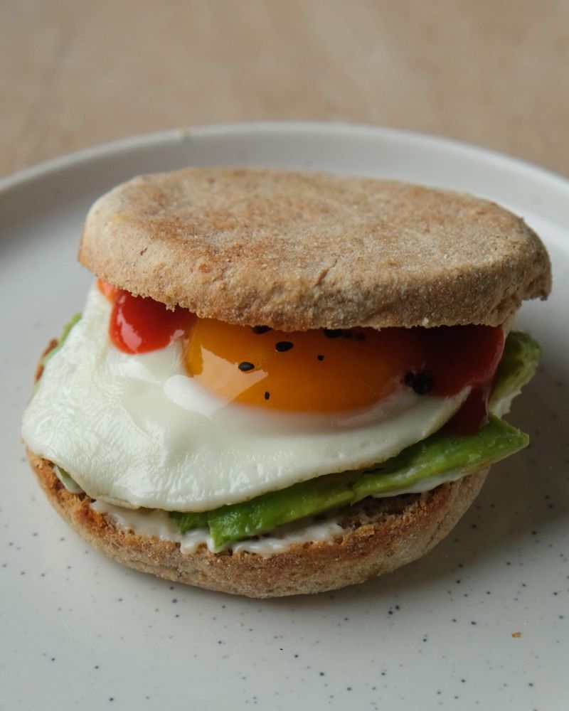 Sriracha and avocado breakfast muffin