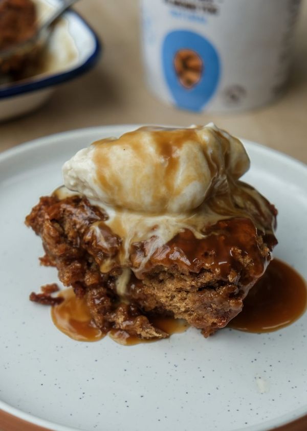 Vegan sticky toffee pudding