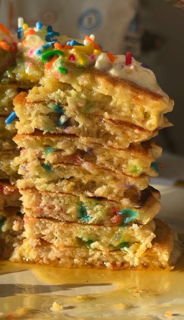 Birthday cake pancakes