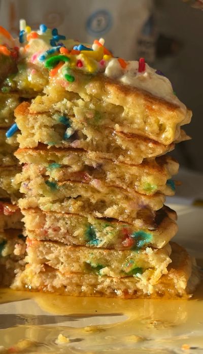 Birthday cake pancakes
