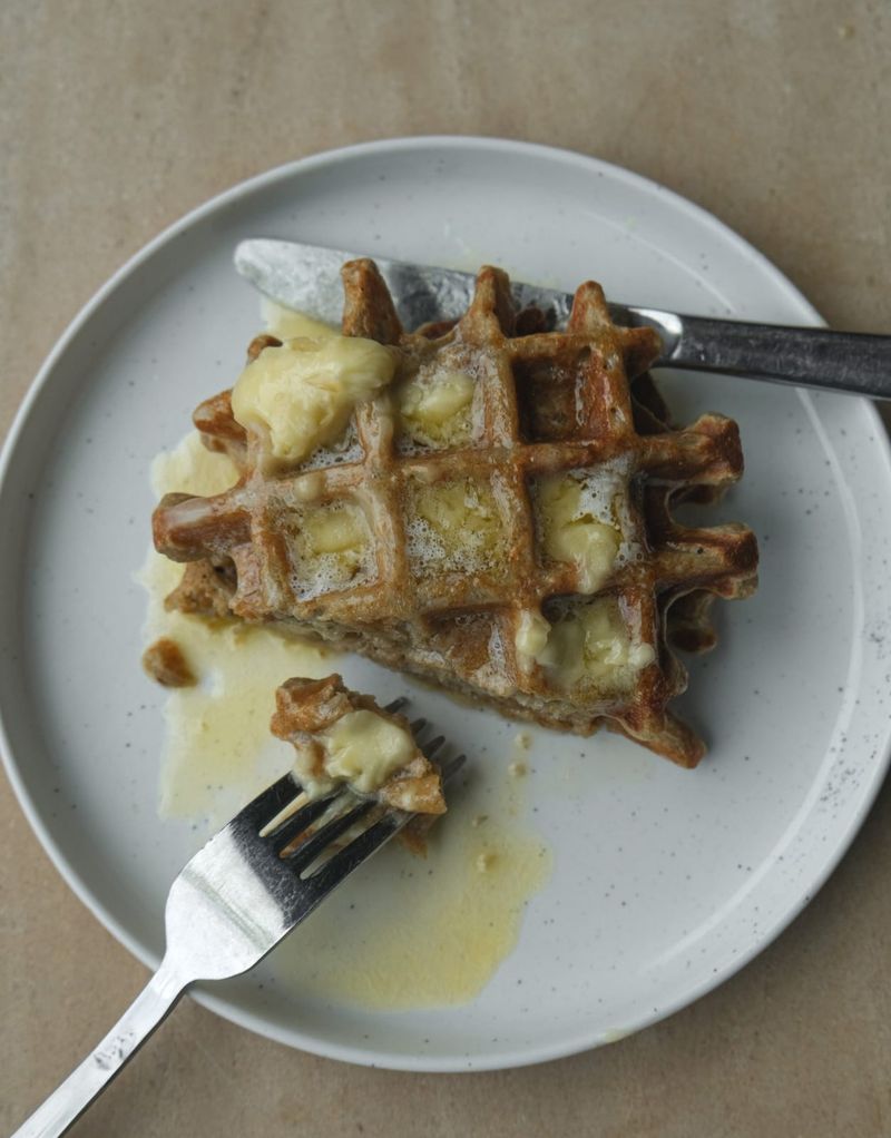 Waffles with homemade maple butter