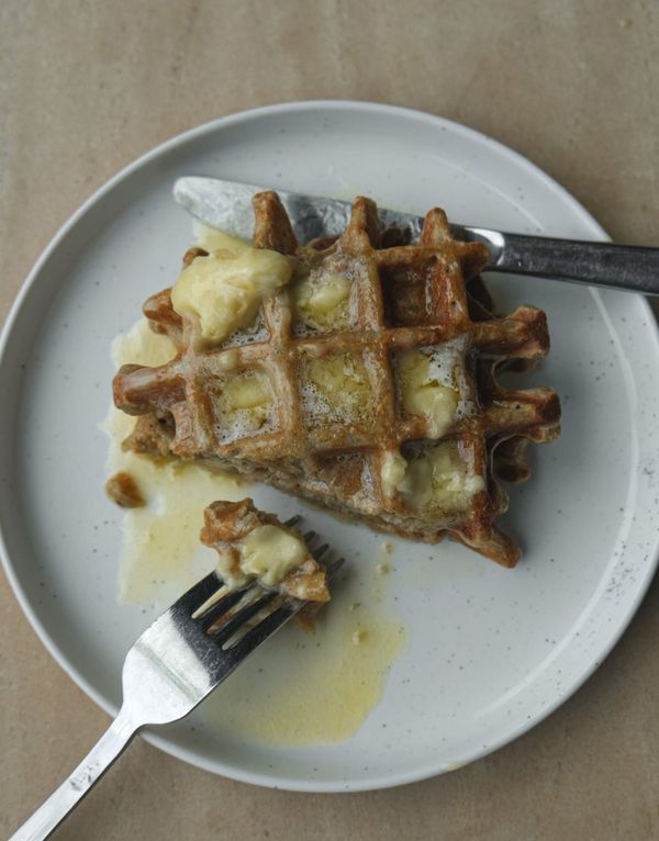 Waffles with homemade maple butter
