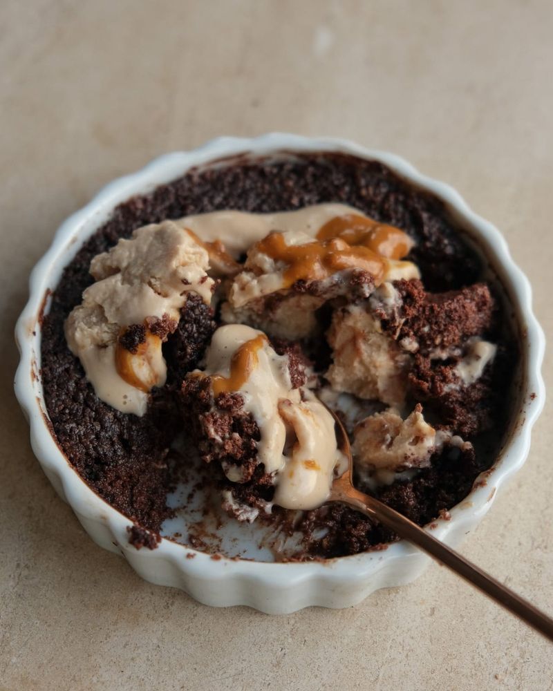 Vegan brownie with PB and J froyo