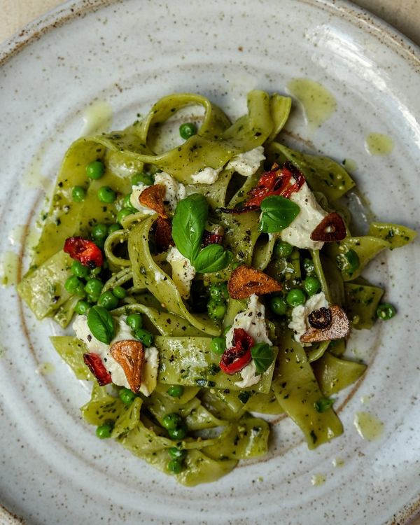 Pesto Pasta with lemon ricotta
