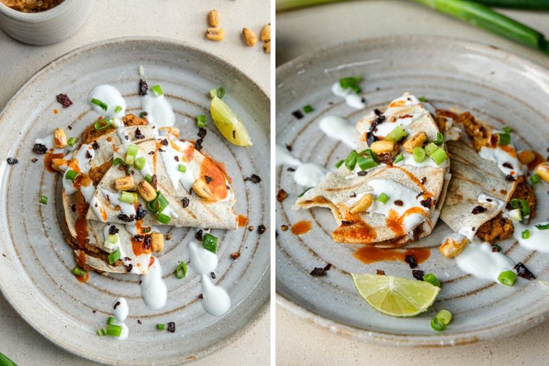Sweet potato and feta tacos, another view
