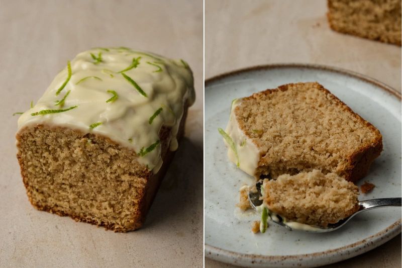 Passionfruit drizzle loaf, another view