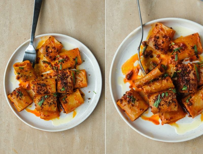 Spiced harissa pasta, another view