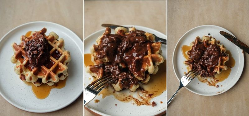 Banana bread waffles, another view