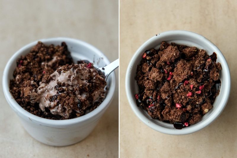 Chocolate crumble breakfast pot, another view