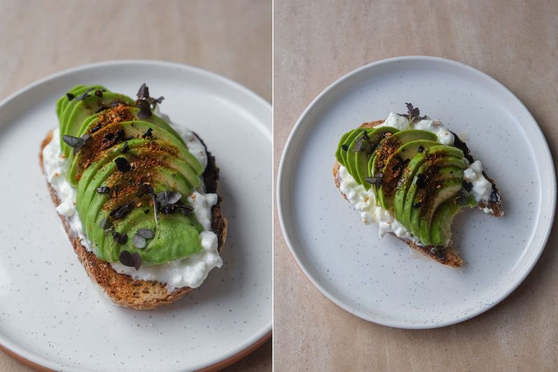 Avocado & cottage cheese toast, another view