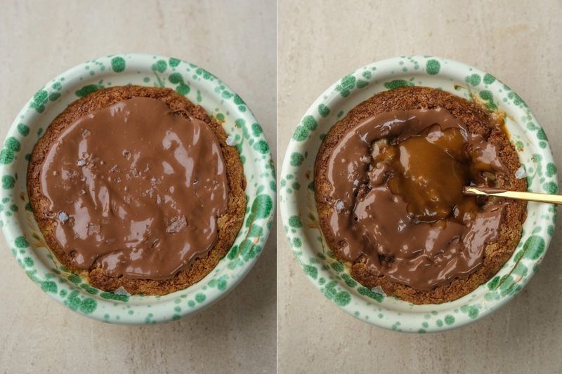 Molten millionaire shortbread cookie, another view