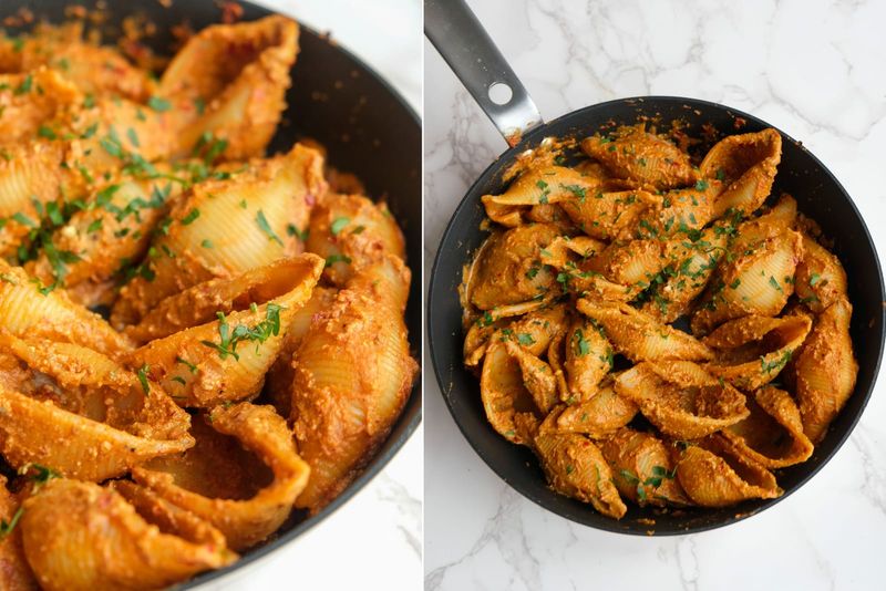 Spicy tomato pasta, another view