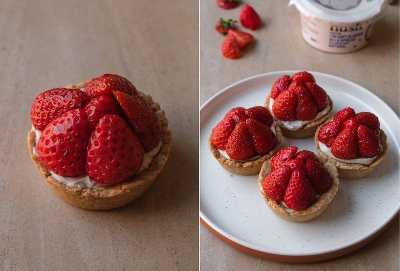 Mini glazed strawberry tarts, another view
