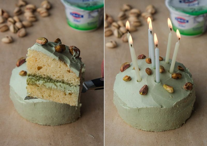 Pistachio yoghurt cake, another view