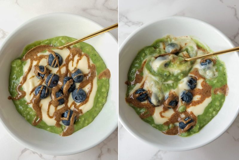 Matcha overnight oats, another view