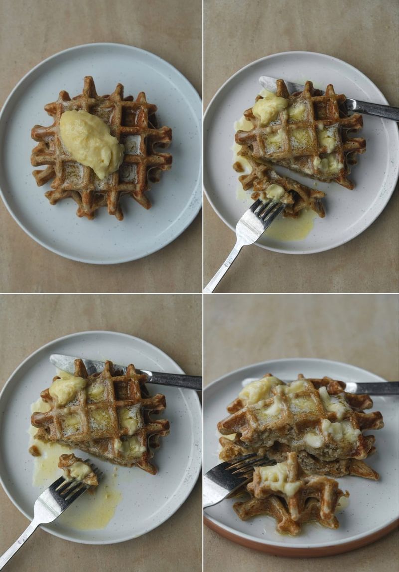 Waffles with homemade maple butter, another view